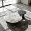 Ensemble de tables basses rondes en placage de marbre gris et blanc, table gigogne moderne avec base en placage de frêne foncé pour le salon-1447892103