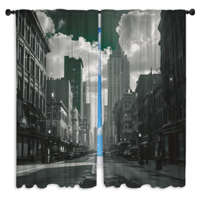 Rideaux de fenêtre Vintage Cityscape Skyline