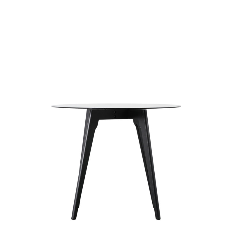 Saylorsburg Round Glass Top Solid Wood Base Dining Table