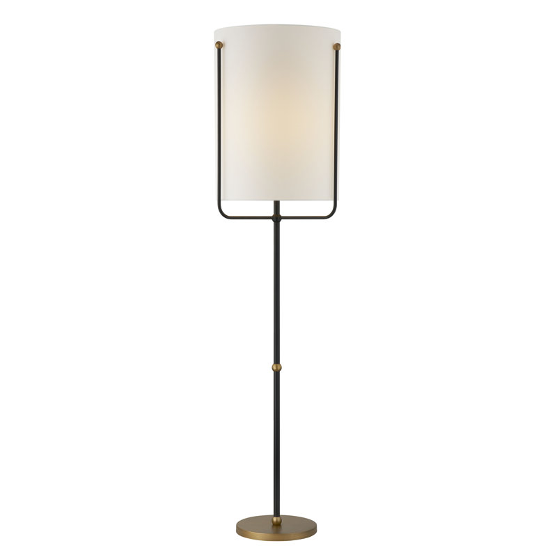 Lampe sur pied 69 po avec abat-jour en tissu Pilar, noir / or
