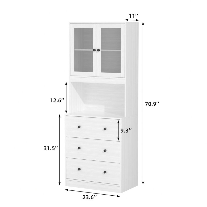 70.9''  Kitchen Pantry Cabinet, White