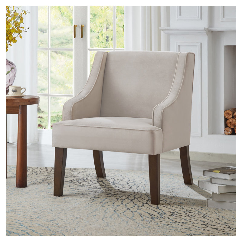 Chaise d'appoint Mid-Century moderne en velours taupe avec rembourrage en mousse