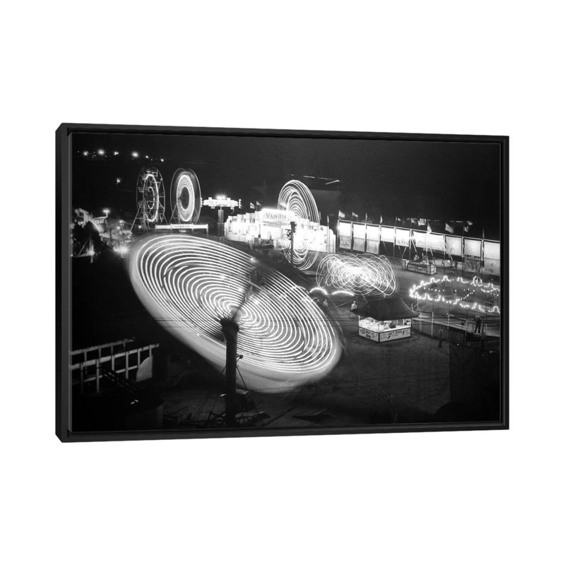Nebraska State Fair Rides - reproduction sur toile, H 18 po x l 26 po x P 1,5 po, Toile avec cadre flottant noir