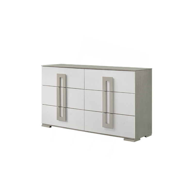 Commode à 6 tiroirs de style contemporain Olivia en bois blanc. (INCLURE SEULEMENT LA ROBE)
