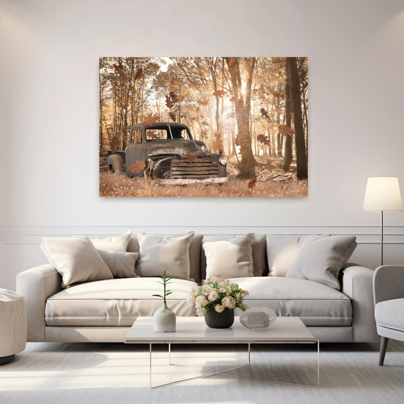 «Leaves are Falling», art abstrait de paysage de forêt, 60" H x 40" W