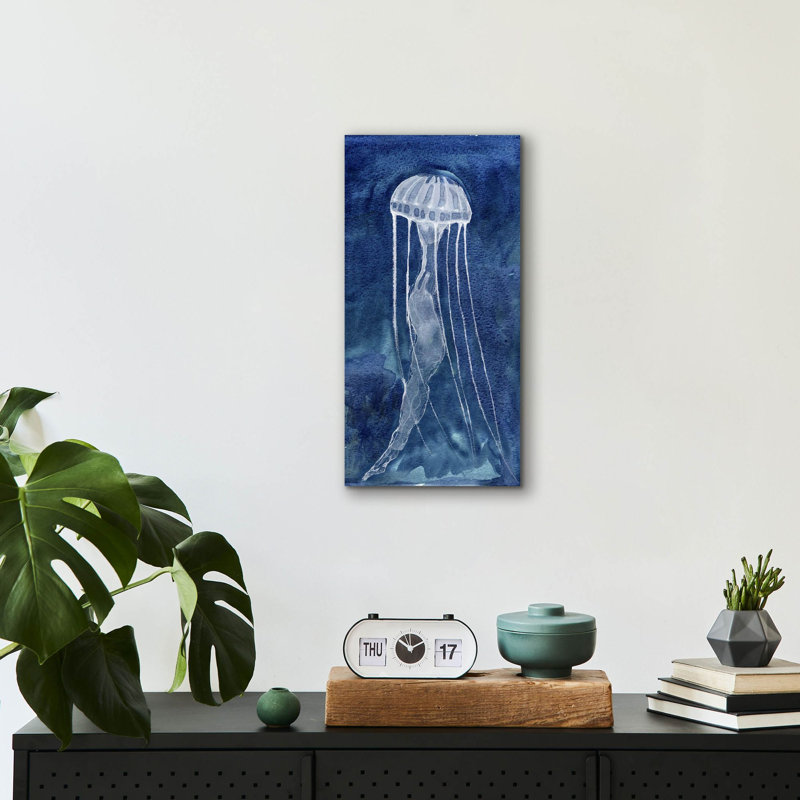 Art mural en verre épique «Indigo Nettle 1» par Alicia Ludwig, 12 po x 24 po
