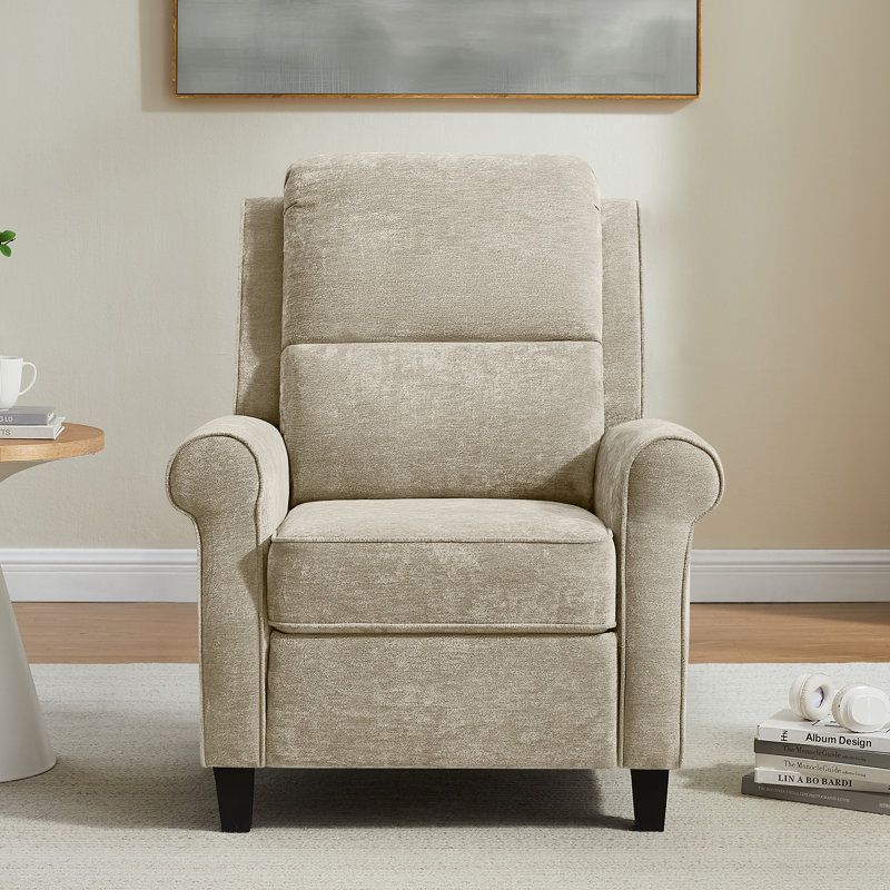 Fauteuil inclinable de 34,6 po avec dossier réglable et repose-pieds, Camel Chenille