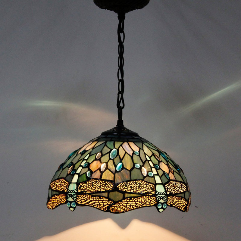 Luminaire suspendu en forme de libellule Tiffella Tiffany