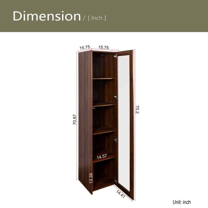 Display Cabinet With Transparent Acrylic Plate Doors, Curio Storage Cabinet With 5 Shelves, Bookcase With LED Lights