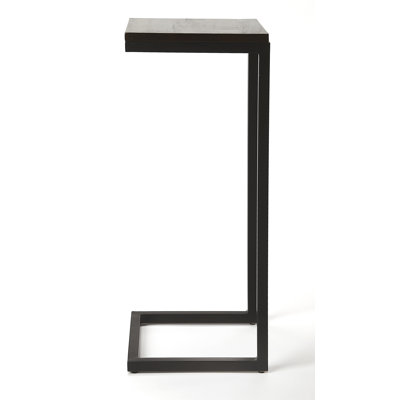  Kilmer W Table d'appoint carrée en bois et métal en forme de C brun foncé