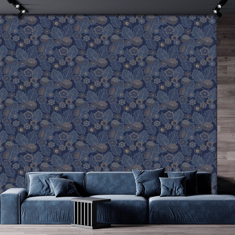Papier peint floral Antibes, Navy