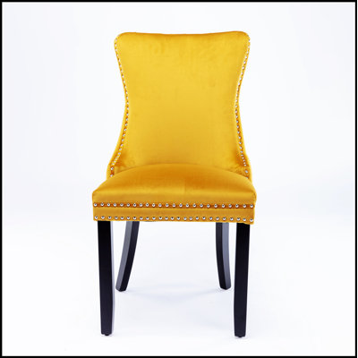 Upholstered Wing-Back Dining Chair with Nailhead Trim and Solid Wood Legs for Comfortable, Stylish Seating in Any Dining Space