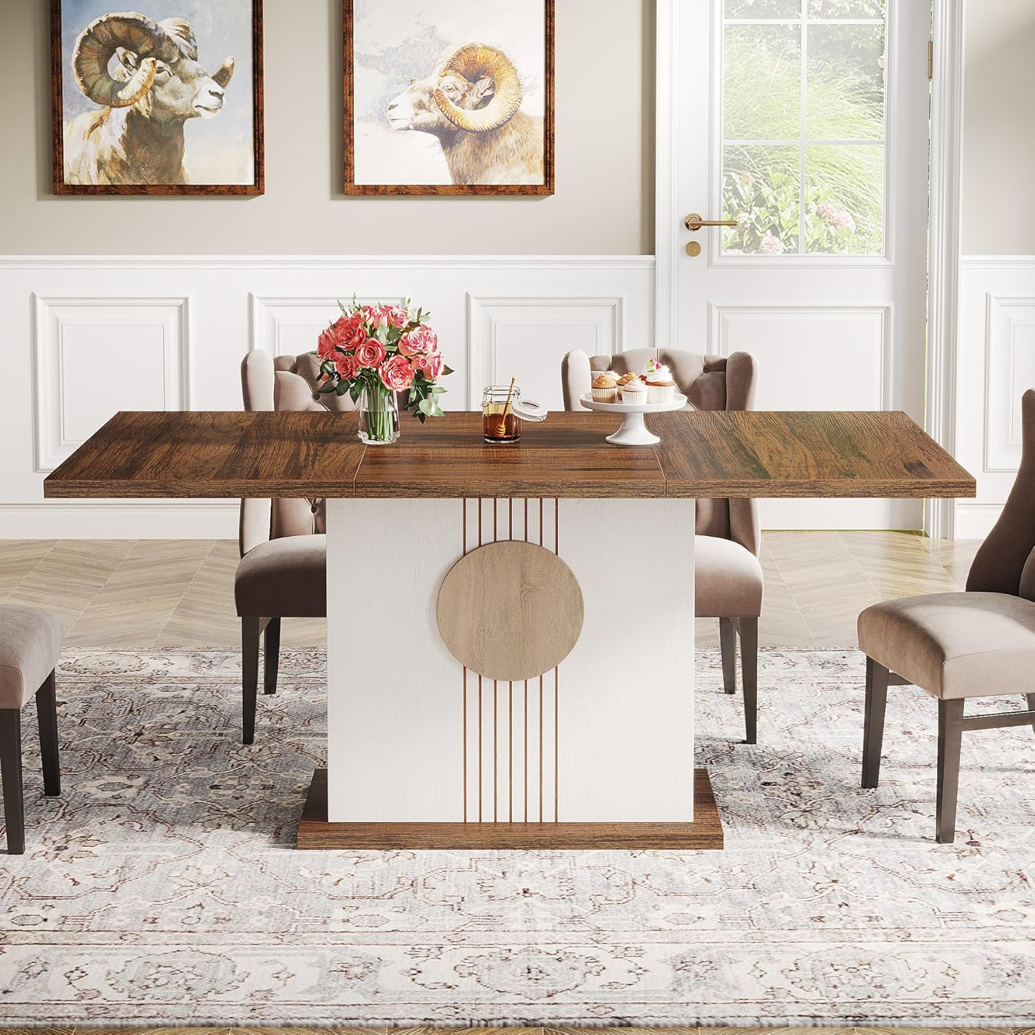 Ebern Designs 55" Rectangular Dining Table For 4 To 6 People, Farmhouse ...