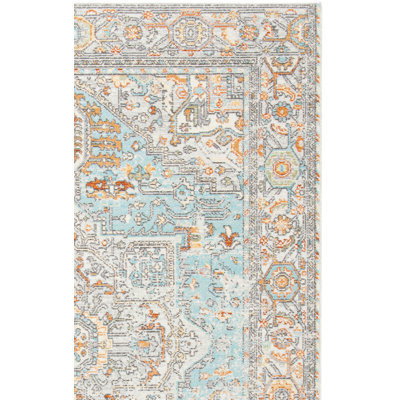 Fetterman Oriental Aqua/Orange Area Rug