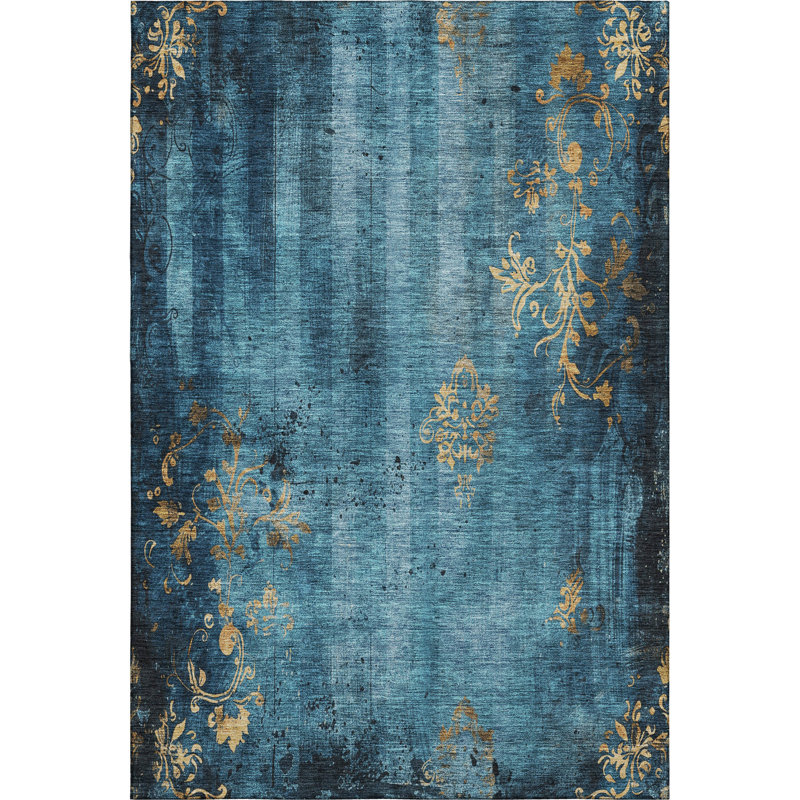 Premium Machine Washable Jacquez AMF1788 Floral Rug, Rectangle 8' x 10'