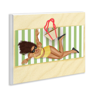 Art sur plaque, "Femme sur la plage" par Saba Rauf