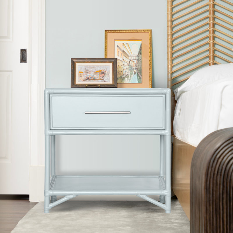 Olivia Collection 1 - Drawer Rattan Nightstand, Cocoa