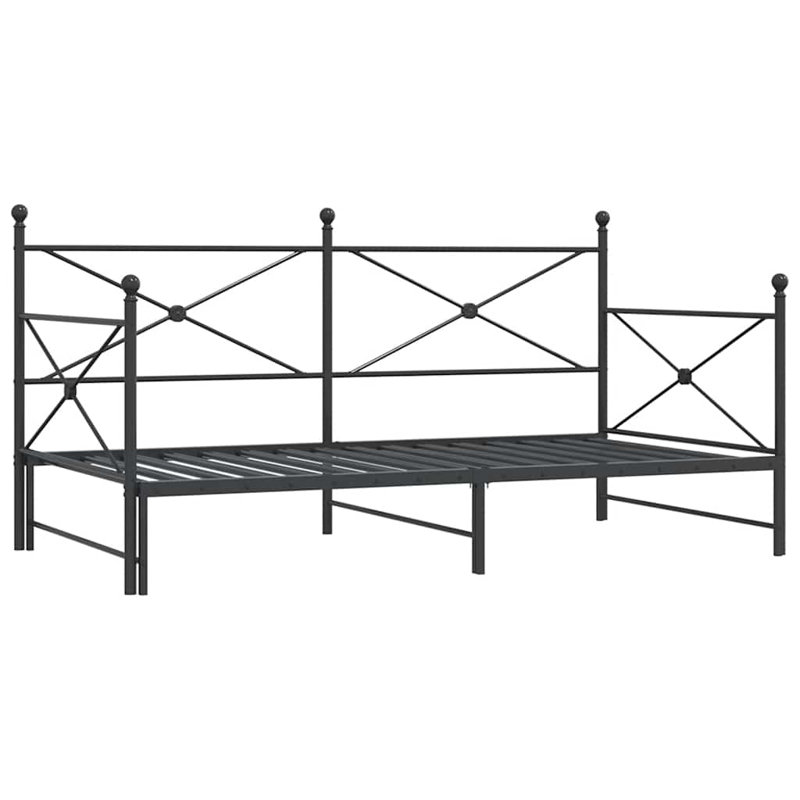 Daybed With Trundle Steel Expandable, Black, Full