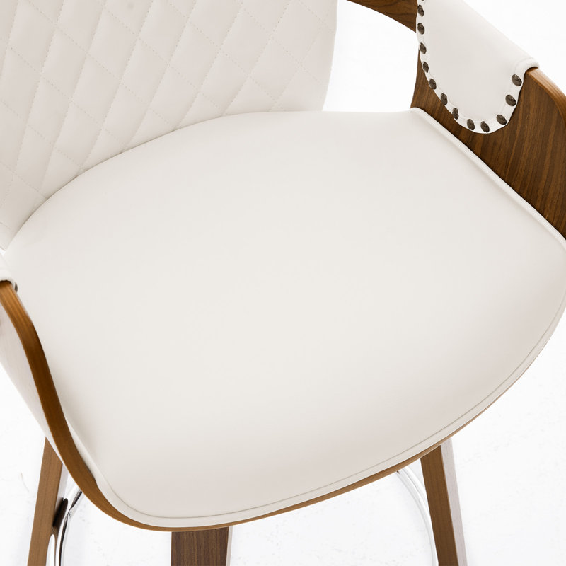 Modern Upholstered Swivel Counter Height Bar Stool, Cream