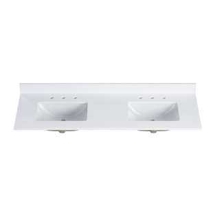 Comptoir de meuble-lavabo double rectangulaire 61 "en blanc
