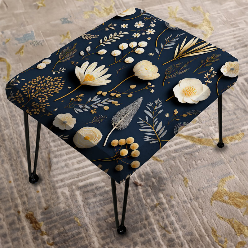 Fleurs bleues et blanches I - repose-pieds rectangulaire floral