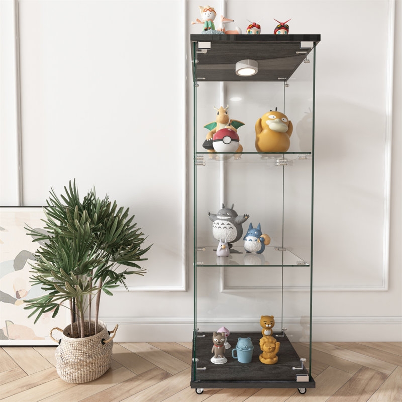Vitrine moderne en verre avec lumières DEL, Noir