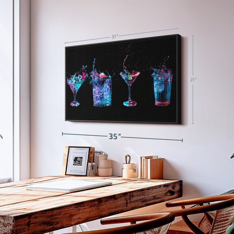 " Cocktail Splashes Canvas Print ", 21" H x 31" W