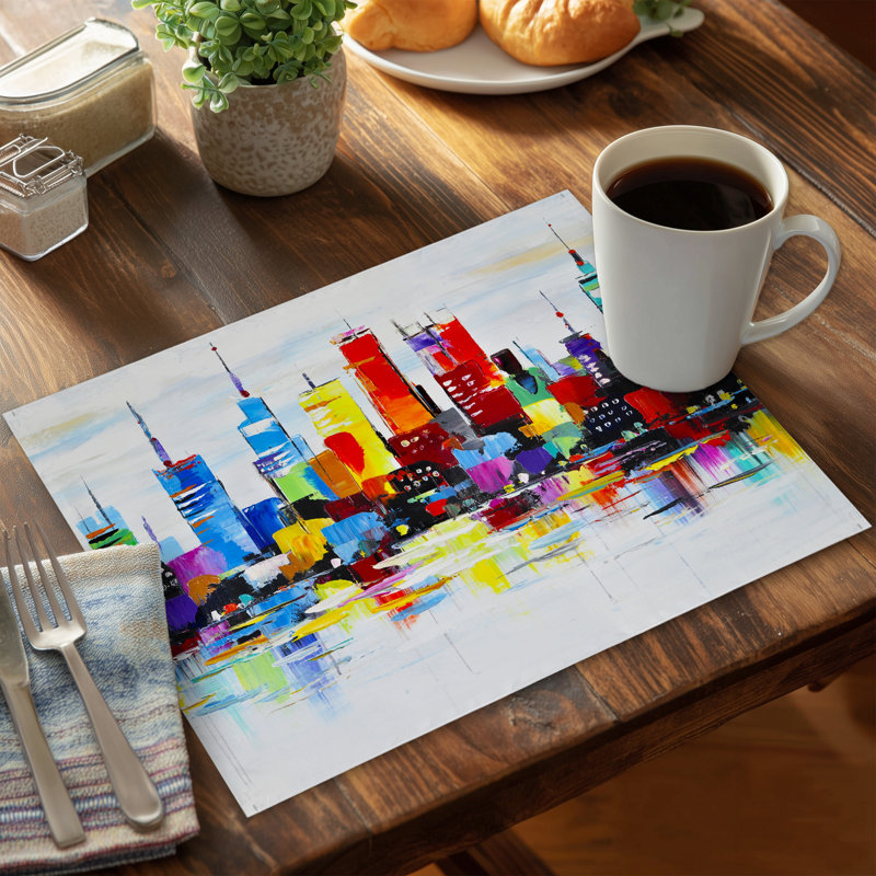 Abstract City Shapes Blue Placemat - Colorful Home Decor