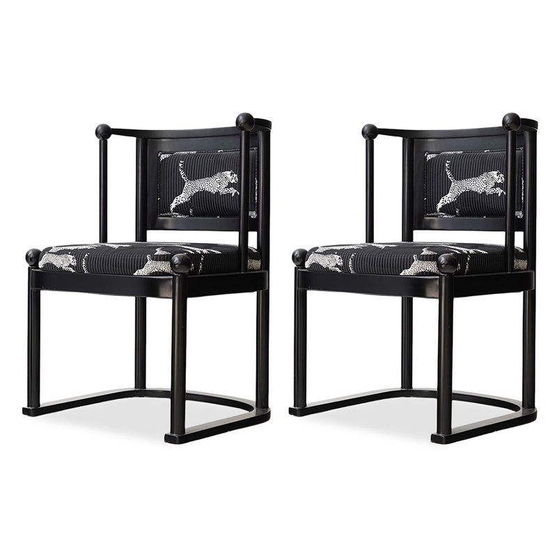 Black Solid back side Chair(Set of 2)