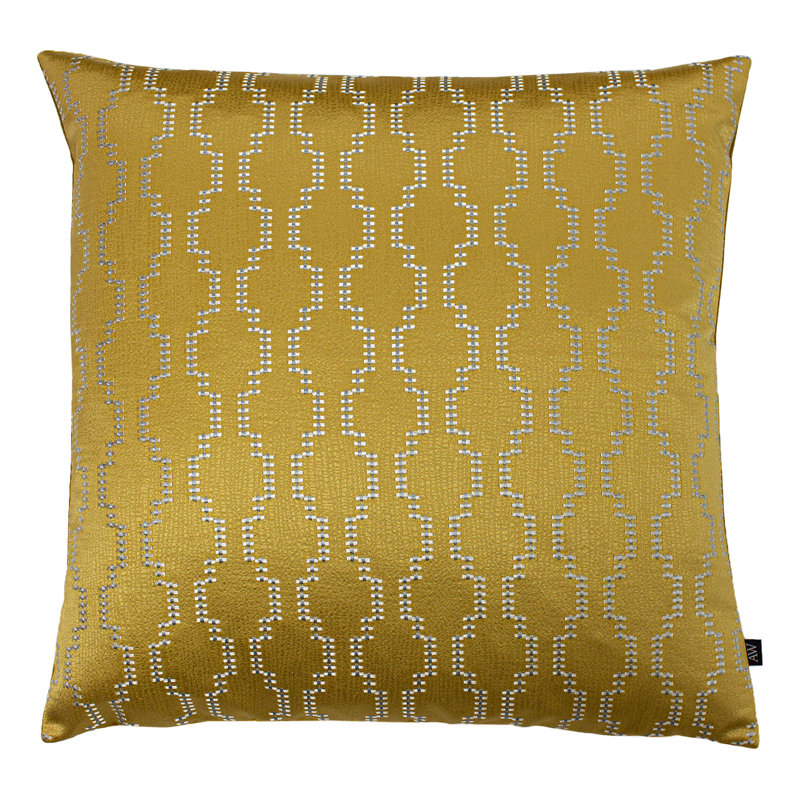 Brayton Geometric Square Throw Cushion, Fog/Dark Grey, Feather