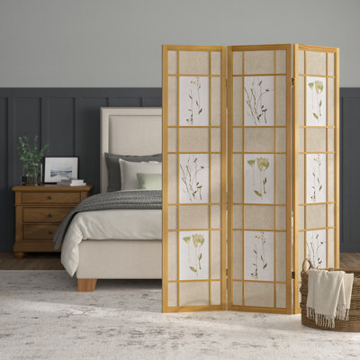 Earnhardt 52'' W x 70.5'' H 3 - Panel Solid Wood Folding Room Divider