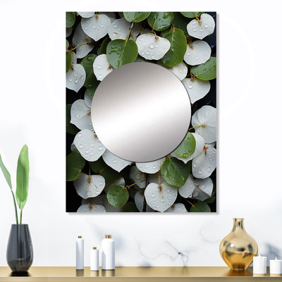 «Lambros Green White Leafs Collage - États-Unis, miroir mural décoratif, miroir traditionnel, impression d'art en métal