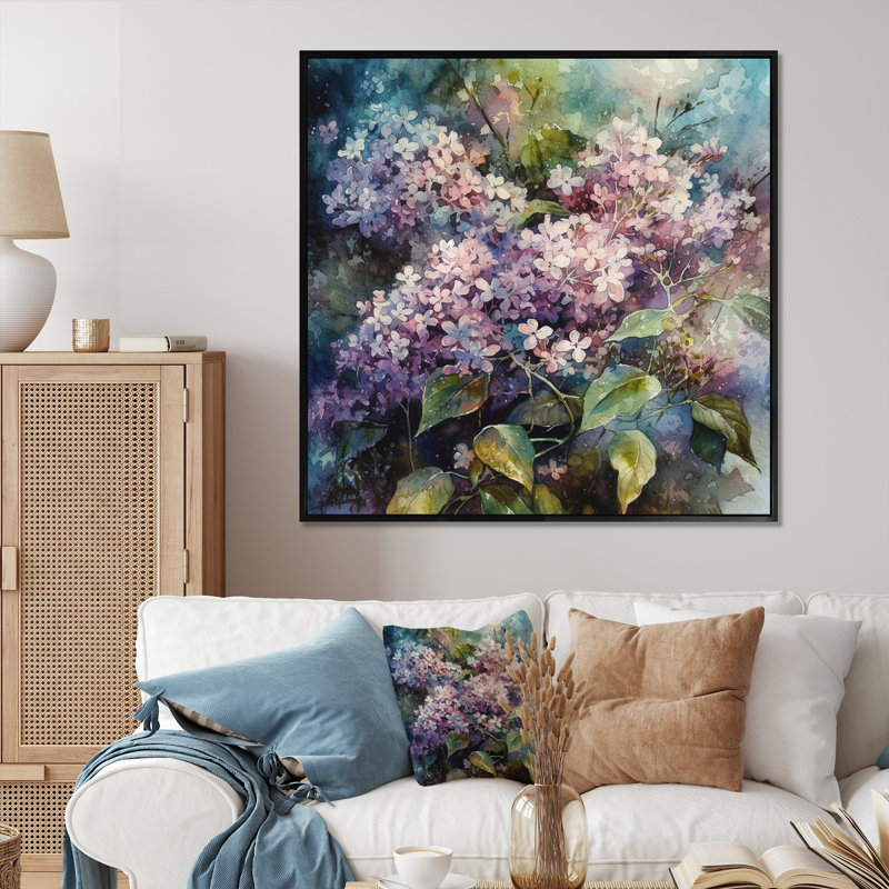 Mauve, vert, lilas I sur impression sur toile, Cadre photo noir, H 16 po x l 16 po x P 1 po