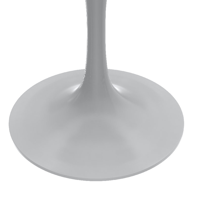 Karee 27" Round Dining Table with MDF Top and White Stainless Steel Pedestal Base Kitchen Table Seats 2-4 Person, Dark Maple
