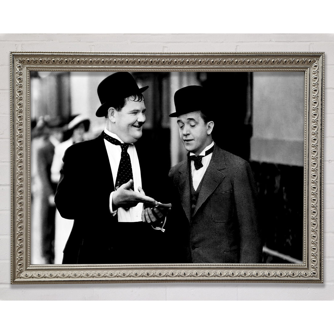 Laurel und Hardy Geld - Einzelner Bilderrahmen Druck