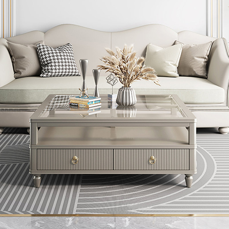 Table basse de style italien avec rangement, H 18,9 po x L 31,5 po x l 31,5 po