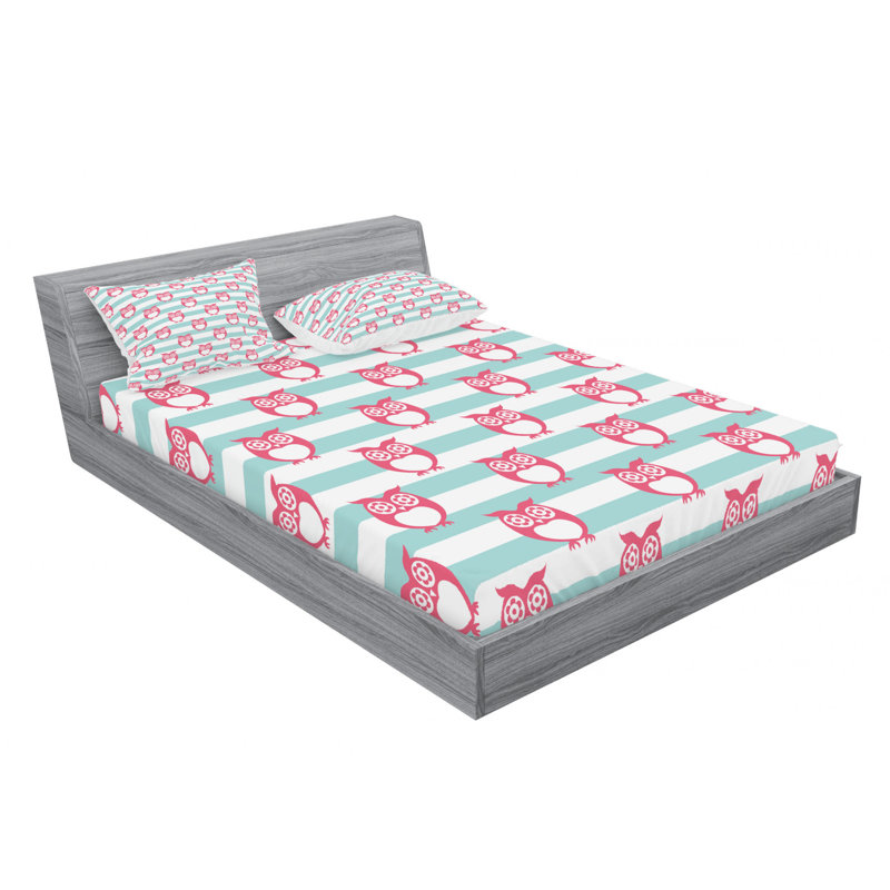 Microfiber Striped Sheet Set, Queen Sheet Set with Fitted Sheet