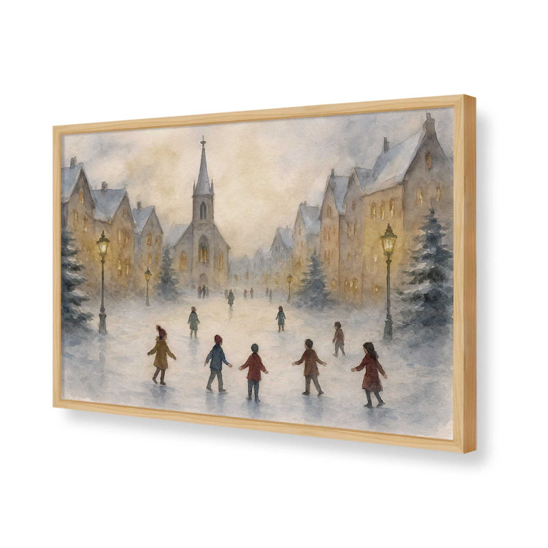 «Frosted Village Joy», reproduction d'art, Érable américain, 11 po x 14 po