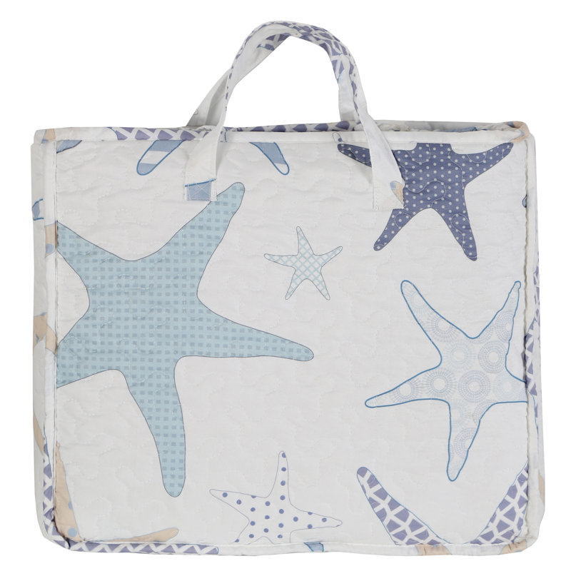 White and Blue Starfish Twin Microfiber Quilt Set