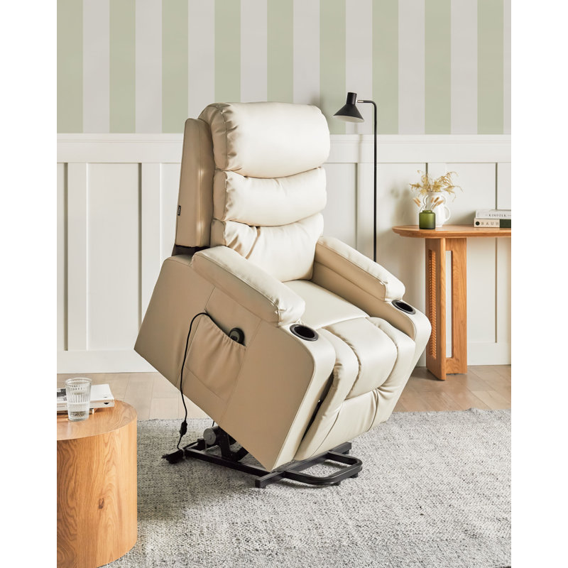 Electric Recliner Chair ETER Faux Leather Black, Beige