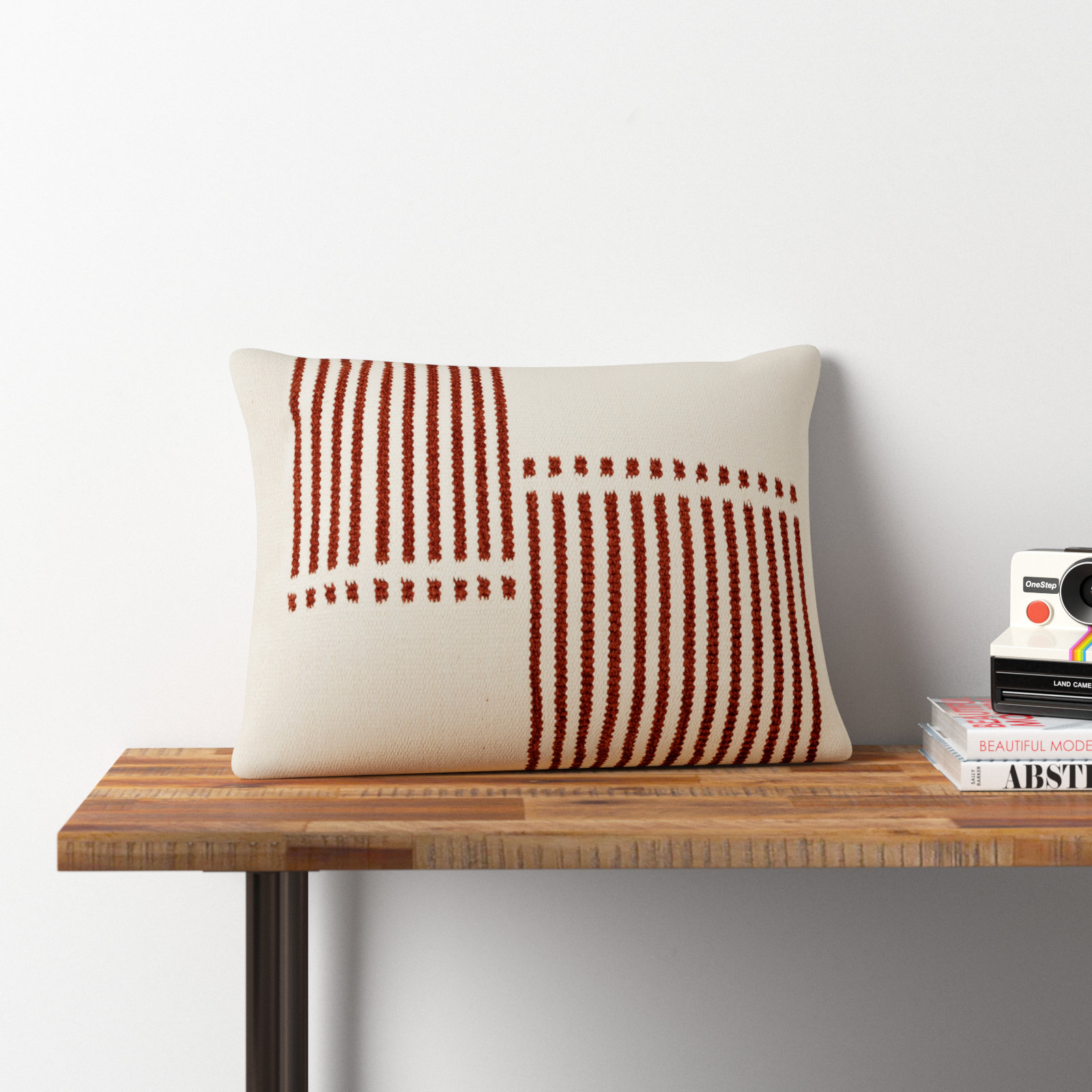 Carlus 20" x 14" Throw Pillow, Natural/Terracotta