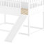 Lit superposé House avec glissade et échelle convertibles, lit superposé simple au-dessus d'un lit simple avec garde-corps-1223405154