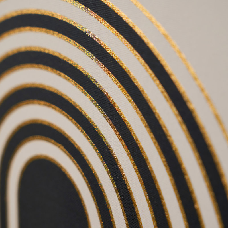 Art Deco Print With Linear Gold Detail And Black Frame - Single Picture Frame Print on Canvas