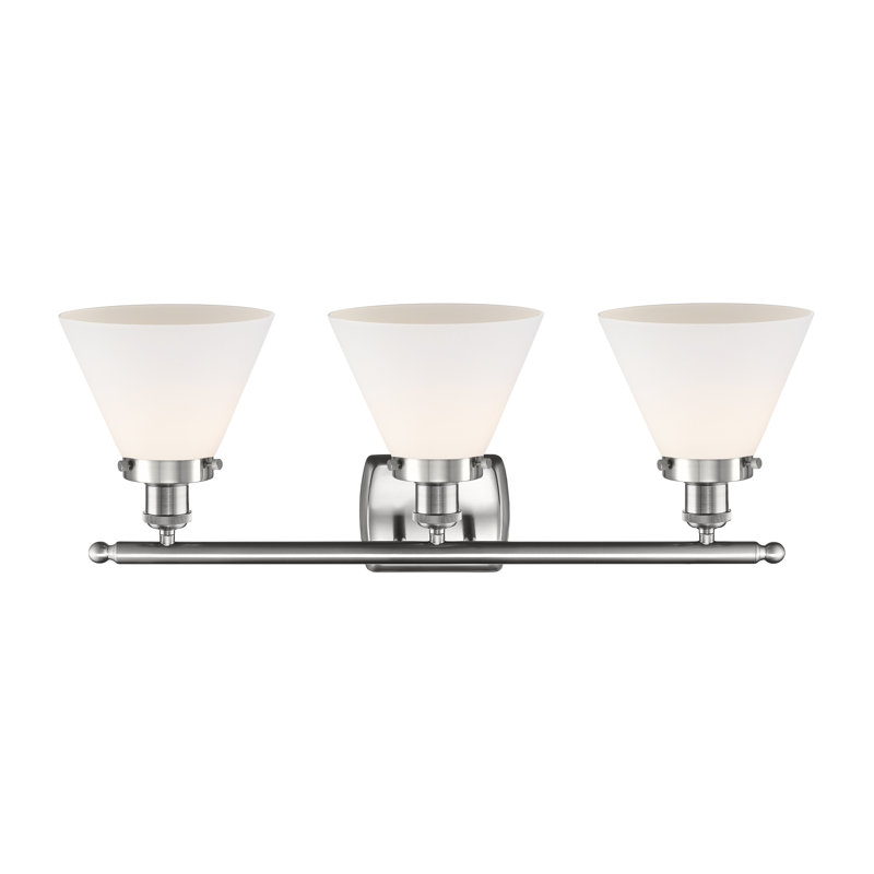 Éclairage pour meuble-lavabo 3 lumières 28 po Ballston Urban Cone, Incandescent, Blanc mat, Noir mat