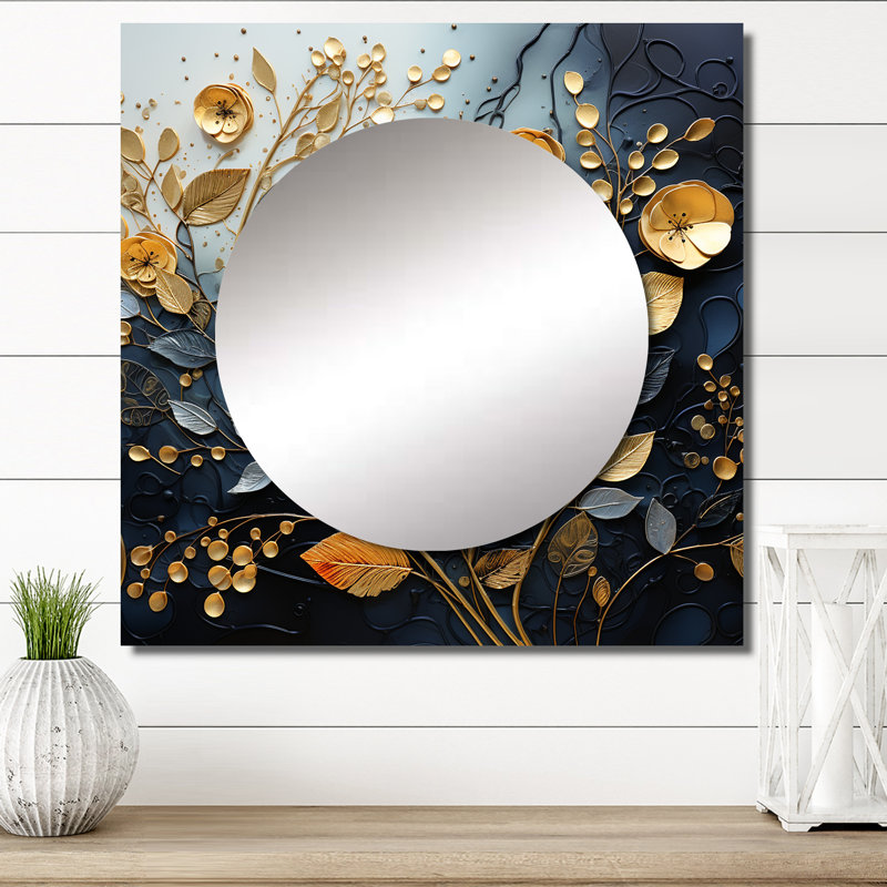 Mckeough - Leaves Large Square Mirror For Wall Art Decor, 29" x 29"