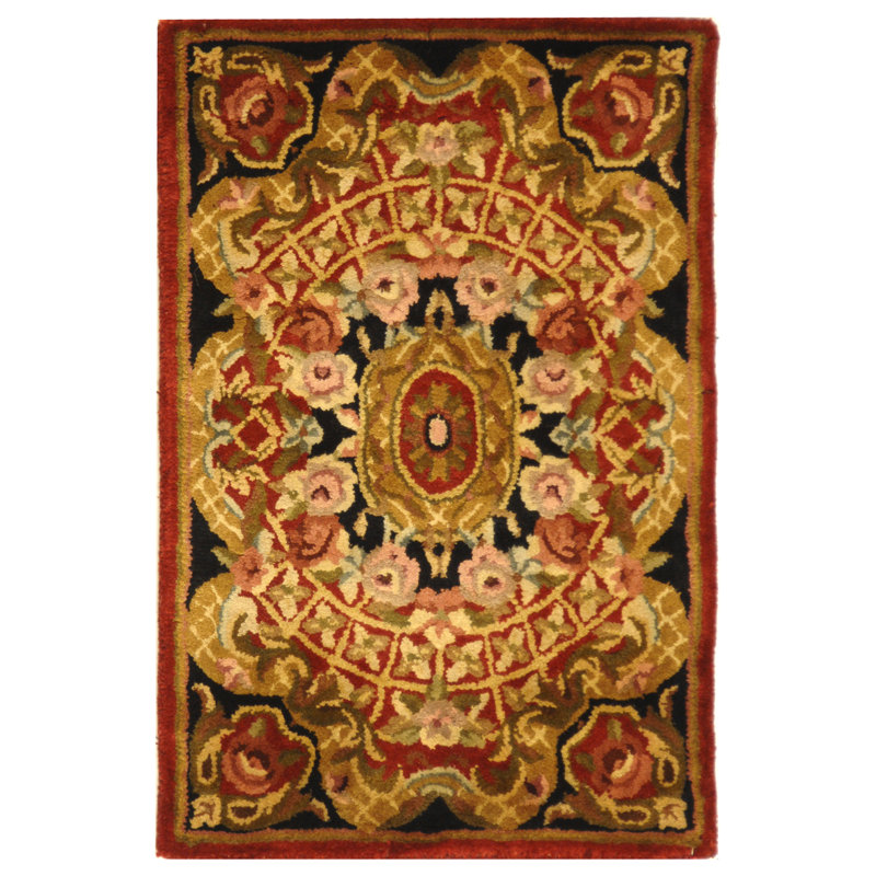 Tapis bordeaux / noir en laine touffeté à la main Tosca, Rectangle 7 pi 6 po x 9 pi 6 po