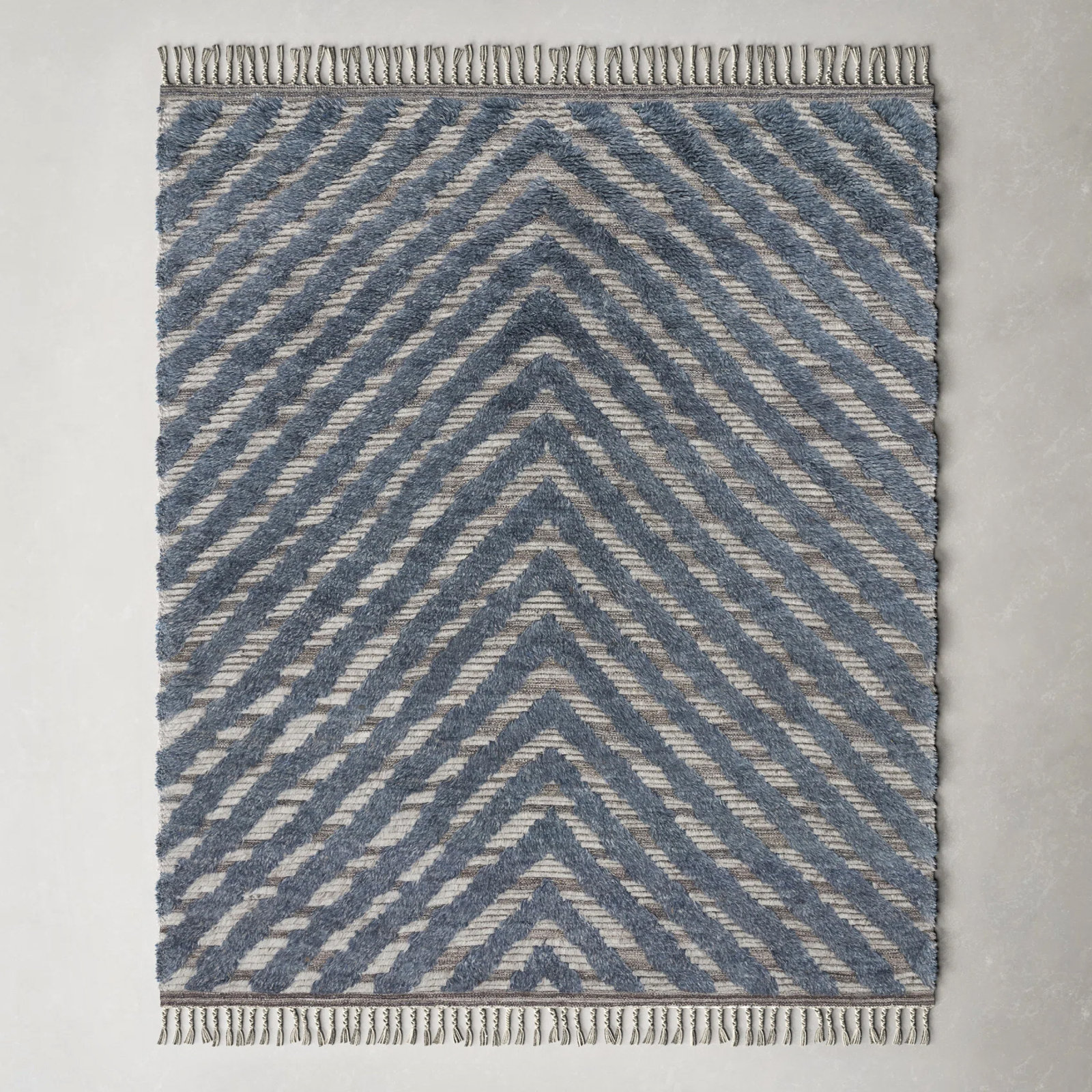 Benjamin Blue Hand-Knotted Chevron Rug, Rectangle 9'6" x 13'6"