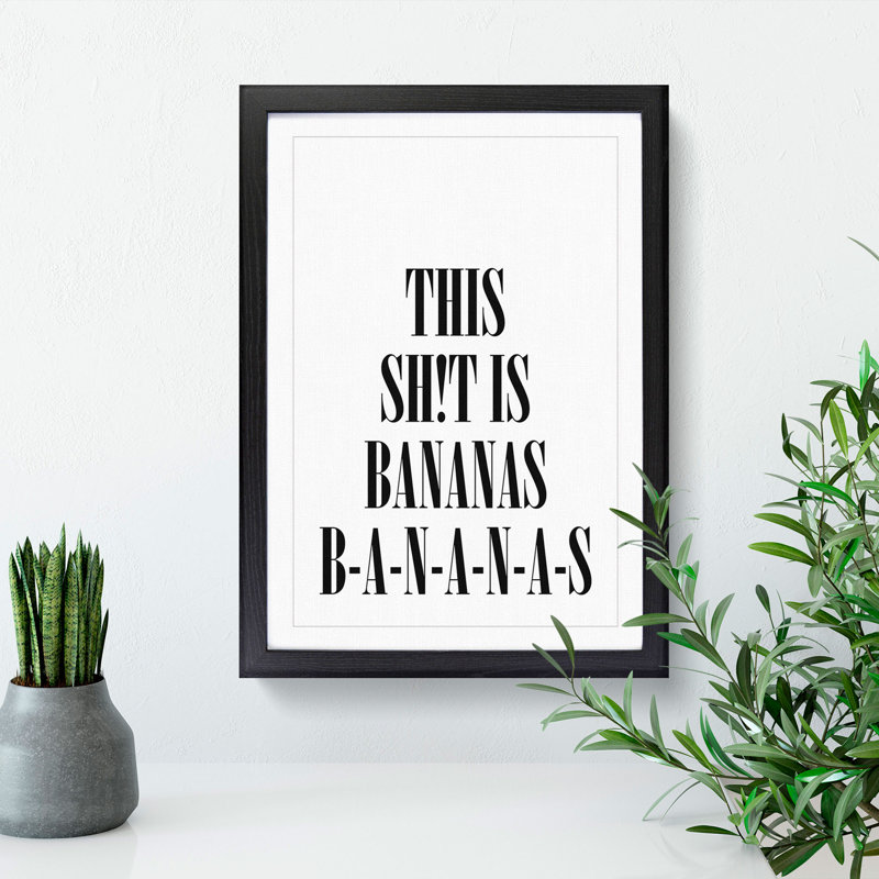 Bananas - Picture Frame Typography, 48cm H x 36cm W x 2cm D, Black