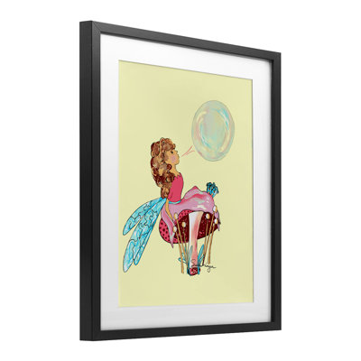 Ballerine fée sur fond jaune, reproduction sous verre, design par Susan Lugar