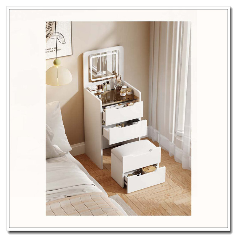 Ensemble de meuble-lavabo 3 tiroirs avec miroir à plateau supérieur, Blanc